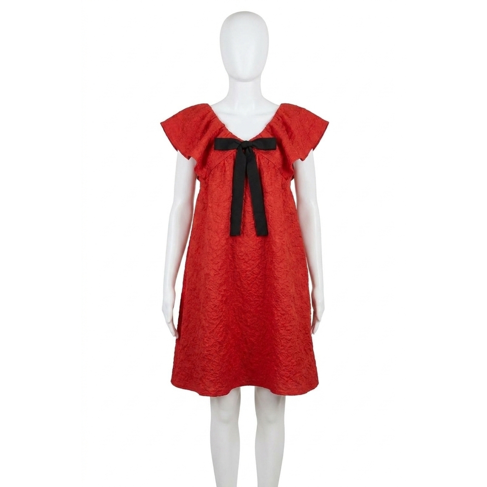 NEW ODDI floral textured mini dress in red